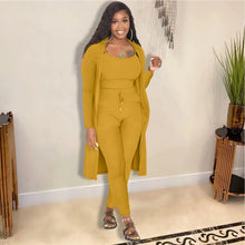 Load image into Gallery viewer, Fashion Women Stretchy Lounge Wear Solid Color Long Cardigan Sweater And Pants Suits Autumn And Winter Three-Piece Set
