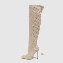 Load image into Gallery viewer, Bling Bling Rhinestones Faux Suede Elastic Women Thigh High Boots Fashion Autumn Winter High heels Over the Knee long Boots Shoe
