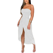Load image into Gallery viewer, Elegant Strapless Maxi Dress Stylish Off-Shoulder Gown with Side Slit and Cropped Hem Women s Formal Evening Wear in 4 Colors
