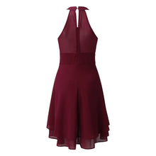 Load image into Gallery viewer, Summer Elegant Women Dresses High Waist Sexy Cropped Layered Solid Halter Dress Ladies Casual Sleeveless Chiffon Party Dress
