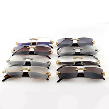 Load image into Gallery viewer, KENBO 2024 Vintage Rimless Rectangle Sunglasses for Women Men Luxury Sun Glasses Fashion Crystal Wood Eyewear Shades UV400
