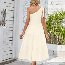 Load image into Gallery viewer, Elegant Dresses For Women Women&#39;S Summer Casual One Shoulder Sleeveless Smocked Elastic Waist Tiered Midi Dress платье
