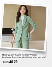 Load image into Gallery viewer, High Quality Fabric Women Formal Business Suits with Pants and Jackets Coat OL Style Elegant Professional Pantsuits Trousers Set
