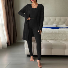 Load image into Gallery viewer, Fall Winter 3 Piece Homewear For Women Solid Cardigan Fashion Pant And Vest Ladies Suit Vintage Fashion Ladies Three Piece Set

