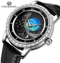 Load image into Gallery viewer, Forsining 432E New Original Automatic Mechanical Watch For Men Luxury Diamond Rotational Starry Sky Moon Phase Wristwatch
