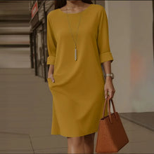 Load image into Gallery viewer, Elegant Dress Casual Chic Versatile Dress Office Midi Pocket Sleeve Dress Loose A Line Solid Color For Woman Summer Knee Length

