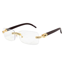 Load image into Gallery viewer, KENBO 2024 Vintage Rimless Rectangle Sunglasses for Women Men Luxury Sun Glasses Fashion Crystal Wood Eyewear Shades UV400
