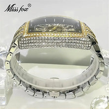 Load image into Gallery viewer, Luxury Gold Watches Men Brand MISSFOX Fashion Hip Hop lce Diamond Sun Pattern Literal Quartz Wristwatch Male Dropshipping Hot
