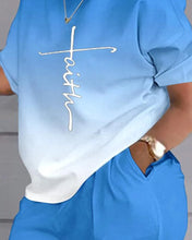 Load image into Gallery viewer, Summer Outfits For Women 2024 Casual Loose Print T Shirt Shorts Two Pieces Set Office Short Sleeve T Shirt And Pocket Short Sets

