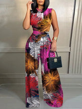 Load image into Gallery viewer, Elegant Women Wide Leg Long Juumpsuit 2024 Spring Summer Fashion Printed Sleeveless Casual Holiday Bodysuits Jumpsuits Trousers
