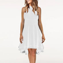 Load image into Gallery viewer, Summer Elegant Women Dresses High Waist Sexy Cropped Layered Solid Halter Dress Ladies Casual Sleeveless Chiffon Party Dress
