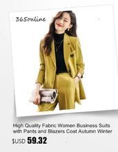 Load image into Gallery viewer, High Quality Fabric Women Formal Business Suits with Pants and Jackets Coat OL Style Elegant Professional Pantsuits Trousers Set
