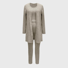 Load image into Gallery viewer, Fall Winter 3 Piece Homewear For Women Solid Cardigan Fashion Pant And Vest Ladies Suit Vintage Fashion Ladies Three Piece Set
