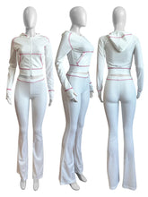 Load image into Gallery viewer, Autumn And Winter New Long Sleeves Hoodie Zipper Crop top Suits Tracksuits Women&#39;s Fashion Pants Gray Bodycon Flare 2 Piece Sets
