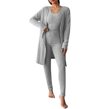 Load image into Gallery viewer, Fall Winter 3 Piece Homewear For Women Solid Cardigan Fashion Pant And Vest Ladies Suit Vintage Fashion Ladies Three Piece Set
