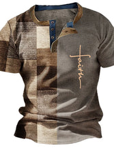 Load image into Gallery viewer, Vintage Men&#39;s Summer T-Shirt 3D Plaid Printed Short Sleeve Pullover Street Men&#39;s Oversized Clothing Tops V Neck Button Up
