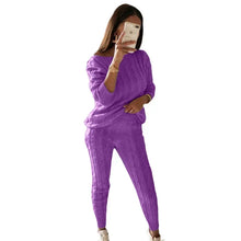 Load image into Gallery viewer, Autumn Winter Women 2 Piece Set Casual Knitted Tracksuit Sportswear Warm Sweater + Long Pants Outfits Women Autumn Wear S-5XL
