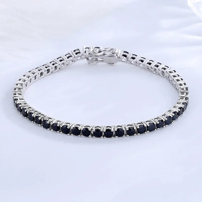 Black Moissanite Tennis Bracelet for Women Men 925 Sterling Silver Hiphop Party Fine Jewelry Gift With GRA Certificate