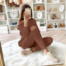 Load image into Gallery viewer, Autumn Winter Women 2 Piece Set Casual Knitted Tracksuit Sportswear Warm Sweater + Long Pants Outfits Women Autumn Wear S-5XL
