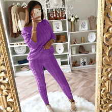 Load image into Gallery viewer, Autumn Winter Women 2 Piece Set Casual Knitted Tracksuit Sportswear Warm Sweater + Long Pants Outfits Women Autumn Wear S-5XL

