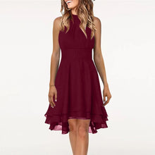 Load image into Gallery viewer, Summer Elegant Women Dresses High Waist Sexy Cropped Layered Solid Halter Dress Ladies Casual Sleeveless Chiffon Party Dress
