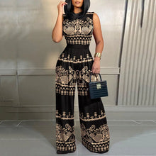 Load image into Gallery viewer, Elegant Women Wide Leg Long Juumpsuit 2024 Spring Summer Fashion Printed Sleeveless Casual Holiday Bodysuits Jumpsuits Trousers

