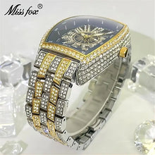 Load image into Gallery viewer, Luxury Gold Watches Men Brand MISSFOX Fashion Hip Hop lce Diamond Sun Pattern Literal Quartz Wristwatch Male Dropshipping Hot
