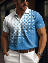 Load image into Gallery viewer, Men&#39;s Polo Shirt Button Up Polo Lapel Polo Shirt Golf Shirt Plaid Graphic Prints Geometry Street Casual Mesh Fabric Short Sleeve
