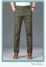 Load image into Gallery viewer, Luxury Brand Men&#39;s Stripe Plaid Casual Pants Men Army Green Four Seasons High Quality Business Trousers Men&#39;s Slim Straight Pant
