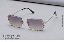 Load image into Gallery viewer, Ruiao Luxury high quality rimless diamond cut nylon lens UV400 Sunglasses fashion square metal legs glasses for men women
