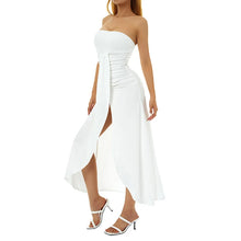 Load image into Gallery viewer, Elegant Strapless Maxi Dress Stylish Off-Shoulder Gown with Side Slit and Cropped Hem Women s Formal Evening Wear in 4 Colors
