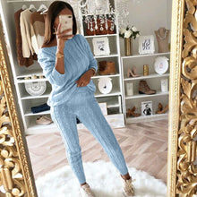 Load image into Gallery viewer, Autumn Winter Women 2 Piece Set Casual Knitted Tracksuit Sportswear Warm Sweater + Long Pants Outfits Women Autumn Wear S-5XL
