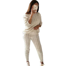 Load image into Gallery viewer, Autumn Winter Women 2 Piece Set Casual Knitted Tracksuit Sportswear Warm Sweater + Long Pants Outfits Women Autumn Wear S-5XL
