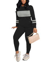 Load image into Gallery viewer, Two-piece Set Women's Colorblock Round NeckTee &amp; Plain Skinny Pants, Casual Long Sleeve T-shirt &amp; Trousers for Fall &amp; Winter, Wo
