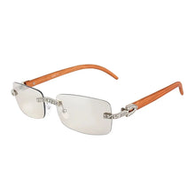 Load image into Gallery viewer, KENBO 2024 Vintage Rimless Rectangle Sunglasses for Women Men Luxury Sun Glasses Fashion Crystal Wood Eyewear Shades UV400
