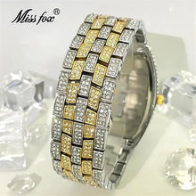 Load image into Gallery viewer, Luxury Gold Watches Men Brand MISSFOX Fashion Hip Hop lce Diamond Sun Pattern Literal Quartz Wristwatch Male Dropshipping Hot
