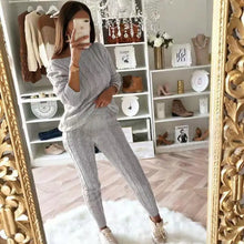 Load image into Gallery viewer, Autumn Winter Women 2 Piece Set Casual Knitted Tracksuit Sportswear Warm Sweater + Long Pants Outfits Women Autumn Wear S-5XL
