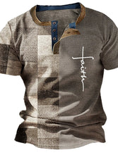 Load image into Gallery viewer, Vintage Men&#39;s Summer T-Shirt 3D Plaid Printed Short Sleeve Pullover Street Men&#39;s Oversized Clothing Tops V Neck Button Up
