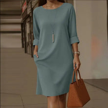 Load image into Gallery viewer, Elegant Dress Casual Chic Versatile Dress Office Midi Pocket Sleeve Dress Loose A Line Solid Color For Woman Summer Knee Length
