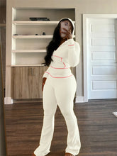 Load image into Gallery viewer, Autumn And Winter New Long Sleeves Hoodie Zipper Crop top Suits Tracksuits Women&#39;s Fashion Pants Gray Bodycon Flare 2 Piece Sets
