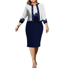 Load image into Gallery viewer, Women Elegant Floral Printed Party Dress Sets Cardigan Tops And Wrapped Hip Dresses Suit Ladies Chic Flare Sleeve Evening Dress
