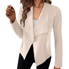 Load image into Gallery viewer, Women&#39;s Suit Jacket Solid Suede Lapel Zipper Pocket Office Commuting Formal Slim Cardigan Top Fashion Street Wear S-XL
