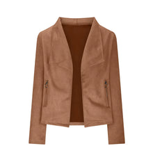 Load image into Gallery viewer, Women&#39;s Suit Jacket Solid Suede Lapel Zipper Pocket Office Commuting Formal Slim Cardigan Top Fashion Street Wear S-XL
