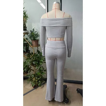 Load image into Gallery viewer, Casual Workout Two Piece Sets Woman Outfits Crop Long Sleeves Tops Foldover Flare Pants Tracksuit Suit Summer and Fall 2025 New
