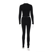 Load image into Gallery viewer, Europe Style Women&#39;s Autumn New Solid Color Round Neck Long Sleeve Tight Top Fashion Street Trouser Suit Women
