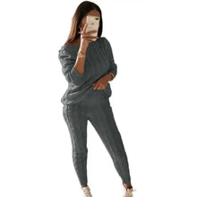 Load image into Gallery viewer, Autumn Winter Women 2 Piece Set Casual Knitted Tracksuit Sportswear Warm Sweater + Long Pants Outfits Women Autumn Wear S-5XL
