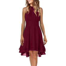 Load image into Gallery viewer, Summer Elegant Women Dresses High Waist Sexy Cropped Layered Solid Halter Dress Ladies Casual Sleeveless Chiffon Party Dress
