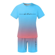 Load image into Gallery viewer, Men&#39;S Summer Suit Short-Sleeved T-Shirt Top Loose Shorts Pure Cotton Letter Print Round Neck Outdoor Breathable Casual Men Wear
