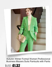 Load image into Gallery viewer, High Quality Fabric Women Formal Business Suits with Pants and Jackets Coat OL Style Elegant Professional Pantsuits Trousers Set
