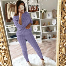Load image into Gallery viewer, Autumn Winter Women 2 Piece Set Casual Knitted Tracksuit Sportswear Warm Sweater + Long Pants Outfits Women Autumn Wear S-5XL
